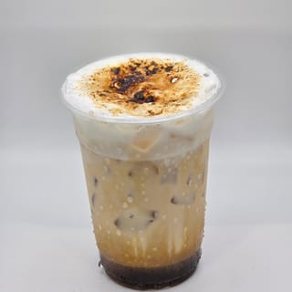 Iced Crème Brulèe Latte (Cold Foam Flamed)